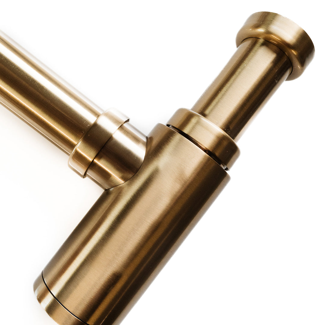 RANDOM Brass Contemporary Round Bottle P-Trap – 1-1/4″ Basin Sink Waste Drain Kit – Brushed Rose Gold / Antique Copper Finish – Solid Brass, 5-Year Warranty