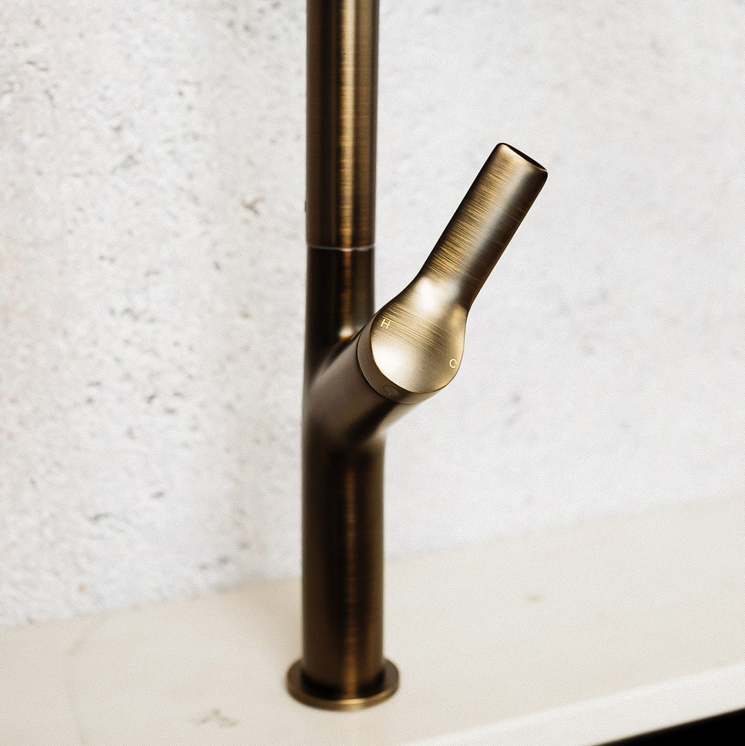 Melior Antique Brass Pull Out Spray Kitchen Mixer Tap